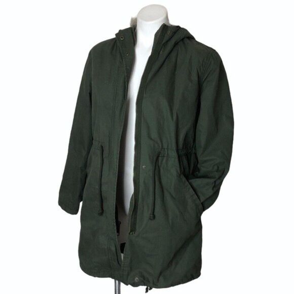 OLD NAVY Green Jacket Coat Fully Lined Hooded Green Womens Size Medium - Picture 1 of 9
